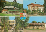 CP200-21 Jud.Gorj(stema): Cabana turistica ,,Pestera muierilor&quot;;Novaci, Casa de cultura; Novaci, Oficiul PTTR; Baia de Fier -circulata 1976