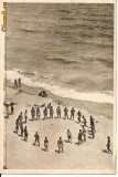 CP205-16 Constanta -Eforie. Pe plaja -RPR -carte postala, circulata 1954(lozinca timbru -paduri langa ogoare cereale in hambare) -starea care se vede