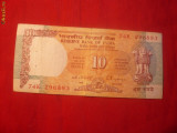 Bancnota 10 Rupii India , cal.medie-buna