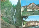 CP208-66 Judetul Neamt : Masivul Ceahlau. Cascada ,,Duruitoarea&quot;;Statiunea Durau.Hotel ,,Cascada&quot;;Hotelul ,,Bradul&quot;-carte postala circulata