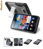 Husa stand samsung galaxy s2 i9100 husa silicon rigid + folie protectie ecran + expediere gratuita