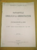 Rapoartele Bancii Agricole Bucuresti 1912
