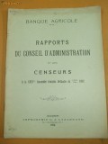Rapports de Banque Agricole Bucarest 1912