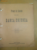 Proiect de statut pentru Banca Uniunea, Turnu Severin 1910