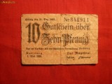 Bancnota 10 Pf.notgeld Germania ,oras -Merseburg 1920