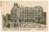 408 - BUCURESTI, Hotel Athenee Palace, tramvai - old postcard - used - 1917, Circulata, Printata