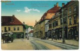 813 - SIBIU, Centrul, caruta, masina, linii tramvai - old postcard - unused