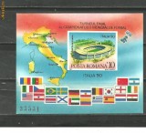 ROMANIA 1990 - CM FOTBAL ITALIA, colita MNH, N13, Sport, Nestampilat