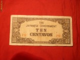 Bancnota 10 Centavos FILIPINE ,Ocupatie Japoneza ,1942