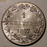 C.341 GERMANIA FRANKFURT 1 KREUZER 1847 AUNC ARGINT EROARE, Europa