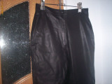 Pantaloni dama piele, Trei-sferturi, Negru