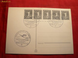 Carte Postala stamp. -Prim Zbor Frankfurt Geneva-Napoli