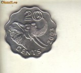 bnk mnd Swaziland 20 centi 2003 unc , fauna