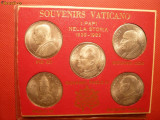 5 Medalii : PAPII intre 1939-1982 - metal argintat ,set suvenir
