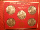 5 Medalii : PAPII intre 1939-1982 - metal argintat ,set suvenir