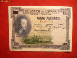 Bancnota 100 Pesetas 1925 SPANIA ,Serie F -Republicana