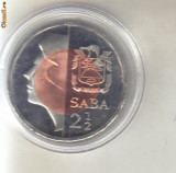 Bnk mnd Insula Saba 2 1/2 dollar 2011 unc , fauna , bimetal, America de Nord