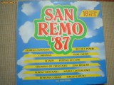 San remo 1987 festival hits disc vinyl lp selectii muzica italo pop italiana VG+, Ariola
