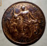 E.116 FRANTA 5 CENTIMES 1902 XF, Europa, Bronz