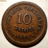D.006 PORTUGALIA 10 CENTAVOS 1924 EROARE C (CENTAVOS), Europa, Bronz