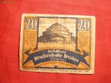 Bancnota locala mixta -tramvai si notgeld Breslau 1922 ,cal.Buna