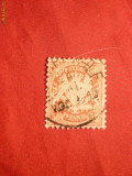 Timbru 50 Pf.1876 Bavaria ,rosu-orange ,dant.,filigr.linie ondulata,stamp.