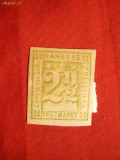 Timbru 2 1/2 Sch Hamburg 1864 ,verde , sarn.