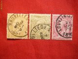 3 Valori : 10 ,20 si 50 Centi din Seria Uzuale 1884 Belgia ,stamp.