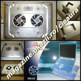 NOTEBOOK COOL PAD ARGINTIU MASUTA RACIRE LAPTOP 2 VENTILATOARE LED ON/OFF