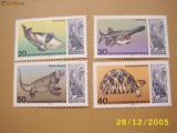 Germania Berlin 1977 fauna pesti preistorici mi 552-555, Nestampilat