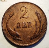 Moneda Danemarca 2 Ore 1874 Christian IX, Bronz KM# 793.1