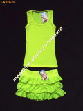 SET MAIOU FUSTA MINI VERDE FOSFORESCENT NEON 3 VOLANE 100% BUMBAC VARA PLAJA