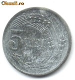 ROMANIA 5 LEI 1942 STARE EXCELENTA CU LUCIU DE MONETARIE, Zinc