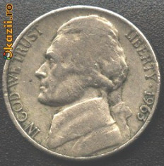 SUA 5 CENTS 1963 portret presedintele Jefferson foto