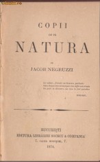 Jacob Negruzzi / COPII DE PE NATURA - editie 1874 foto