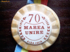 medalie ceramica Alba Iulia 1918-1988 70 ani marea unire. foto