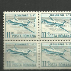 Romania 1983 - POSTA AERIANA AVION ROMBAC 1-11, timbru MNH in BLOC DE 4, R7