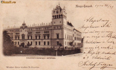 Ok-0292- Romania, Nagy-Enyed, Aiud, c.p. circ. 1900: Palatul Prefecturii, anim. foto