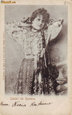Romania Salutari, carte postala UPU scrisa necirculata apr.1900: Costum National foto