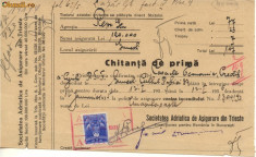 DOCUMENT - CHITANTA DE PRIMA -14 IANUARIE 1935 foto