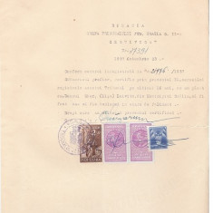 19 Document vechi fiscalizat -1937 -Braila- Certificat -filigran