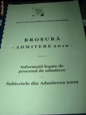 Brosura Admitere 2010 Facultatea de Limbi si Literaturi Straine foto