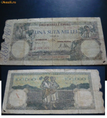 Bancnota Romania 100000 lei 20 dec 1946 foto