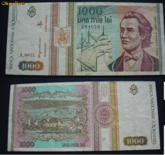 Bancnota Romania 1000 lei 1993 foto
