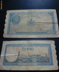 Bancnota Romania 5000 lei 21 august 1945 foto