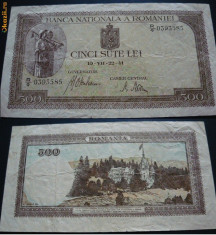 Bancnota Romania 500 lei 22 iulie 1941 foto