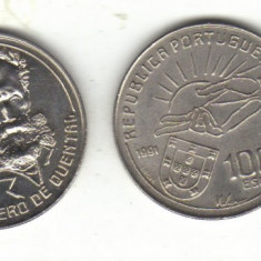 bnk mnd Azore 100 escudos 1991 unc , Antero de Quental