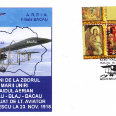 Plic avion Farman 40,zborul marii Uniri, Bacau-Blaj