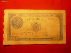 Bancnota 5000 Lei 2 mai 1944 ,Mihai I ,cal.medie foto