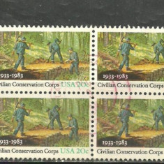 SUA 1983 - OCROTIREA PADURII, Bloc de 4 stampilat, PT26
